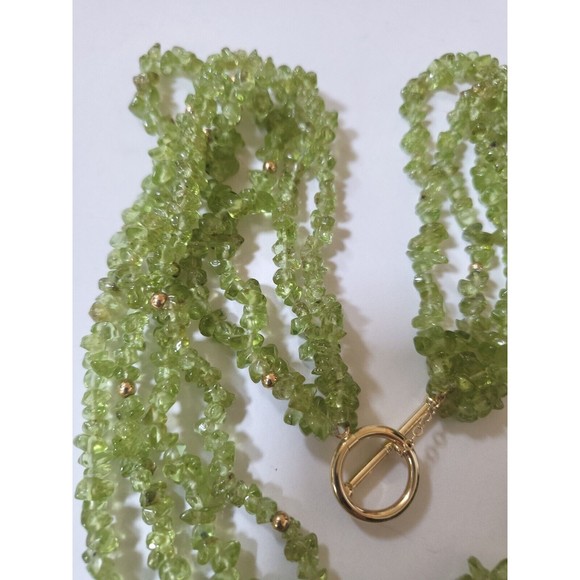 14KT Yellow Gold Peridot & Gold Beaded Multiple Strand Statement Necklace - Picture 7 of 10